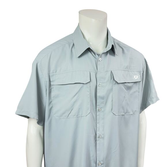 EAG Elite Men's XL Gray Short Sleeve Fishing Shirt Vented Performance Polyester - Picture 3 of 12